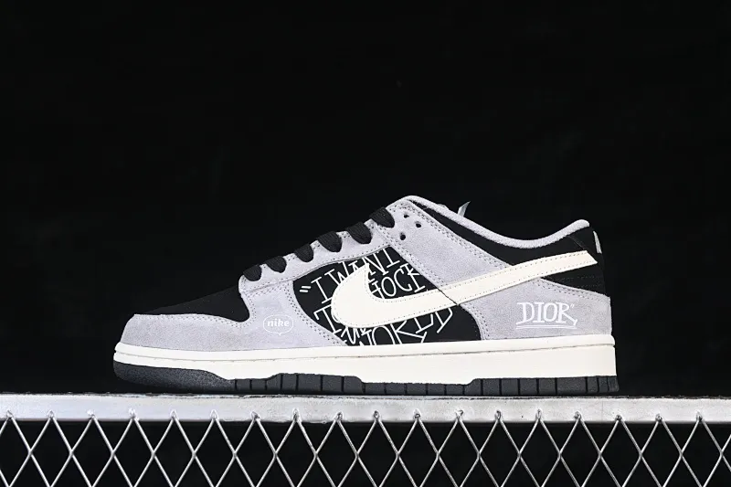 All categories Nk SB Dunk Series Nk SB Dunk Low High-end customized low-top sneakers Nike SB Dunk Low Dior co-branded beige black pig leather Anniversary high-end customized low-top casual sneakers DN3168-021
